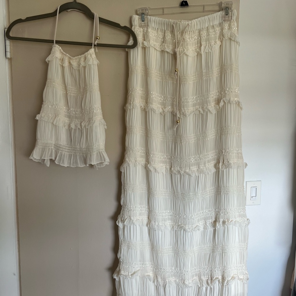 Elegant White Lace Trim Skirt